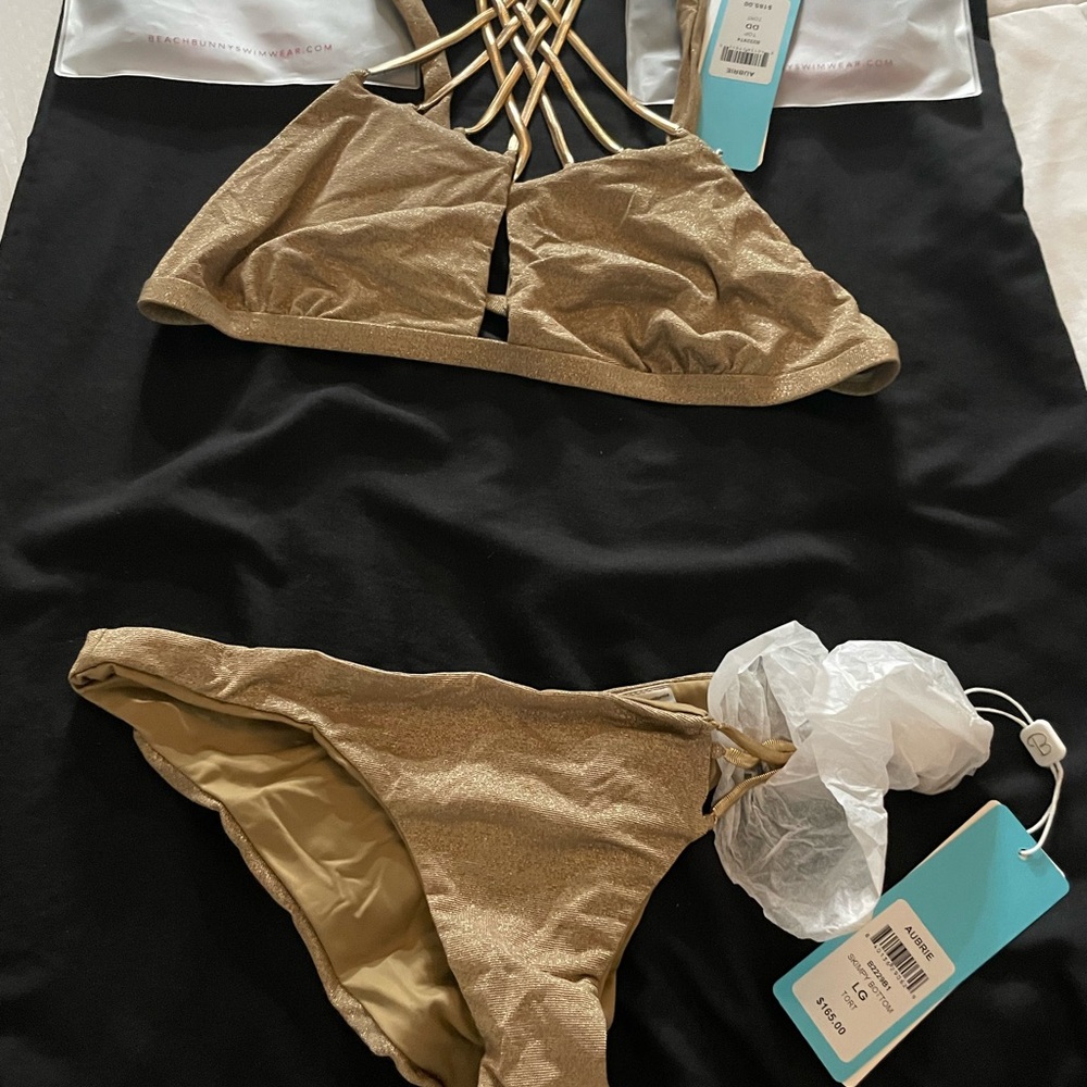 Beach Bunny Gold Bikini Halter Set